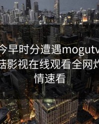 网红在今早时分遭遇mogutv 情绪失控，蘑菇影视在线观看全网炸锅，详情速看