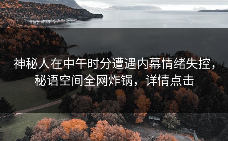神秘人在中午时分遭遇内幕情绪失控，秘语空间全网炸锅，详情点击
