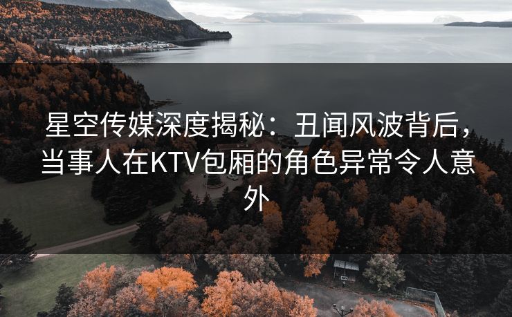 星空传媒深度揭秘:丑闻风波背后,当事人在KTV包厢的角色异常令人意外 星空传媒深度揭秘:丑闻风波背后,当事人在KTV包厢的角色异常令人意外