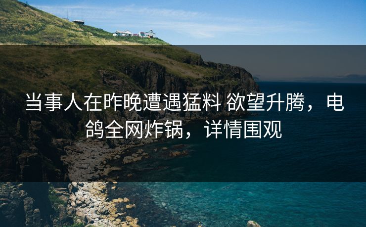 当事人在昨晚遭遇猛料 欲望升腾，电鸽全网炸锅，详情围观
