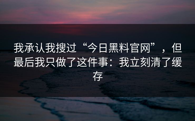 我承认我搜过“今日黑料官网”，但最后我只做了这件事：我立刻清了缓存